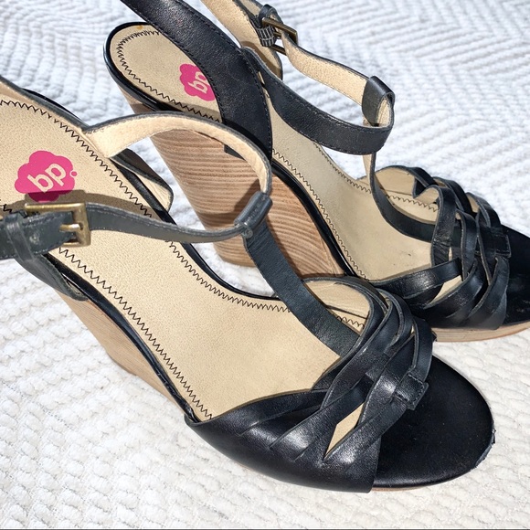 BP T-Sandal Basket Weave Stacked Heel Black 9.5 - Picture 7 of 16